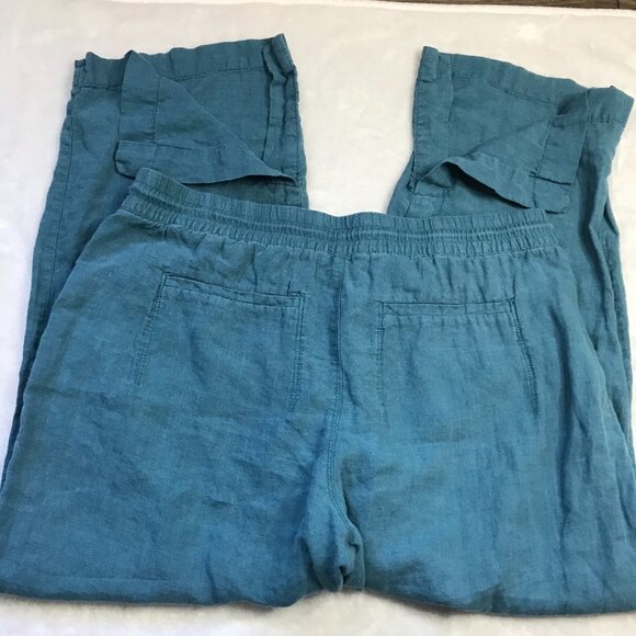 Athleta Retreat Linen Mid-Rise Wide Leg Pants Women's Plus Size 16 Split Hems - Picture 11 of 14